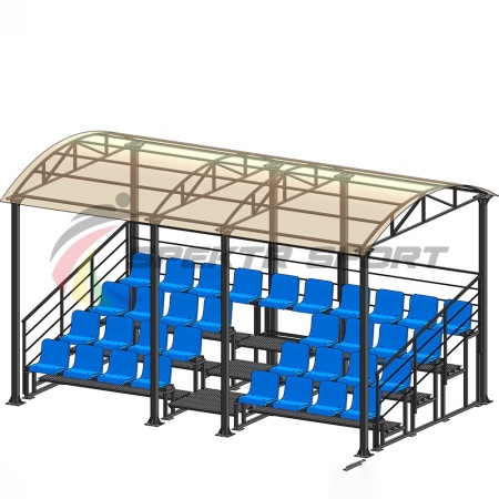Купить Трибуна для зрителей 4 ряда на 34 места с навесом и перилами в Адыгейске 